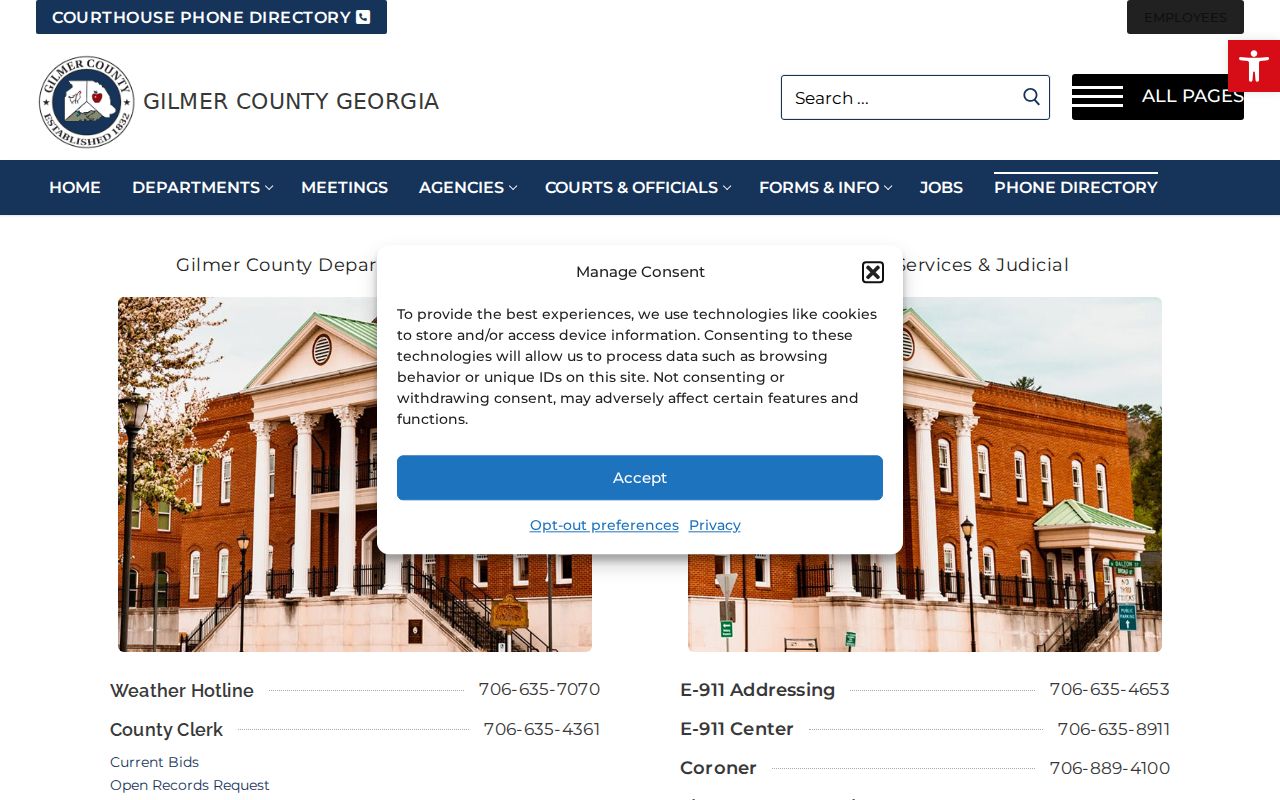 Gilmer County courthouse directory with court address and contact information