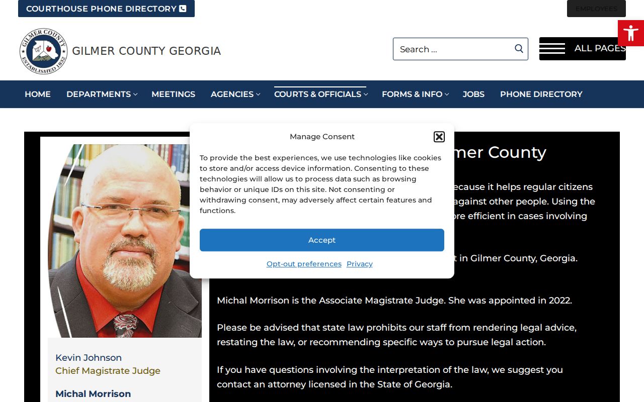 Gilmer County Magistrate Court counter contact and jurisdiction information