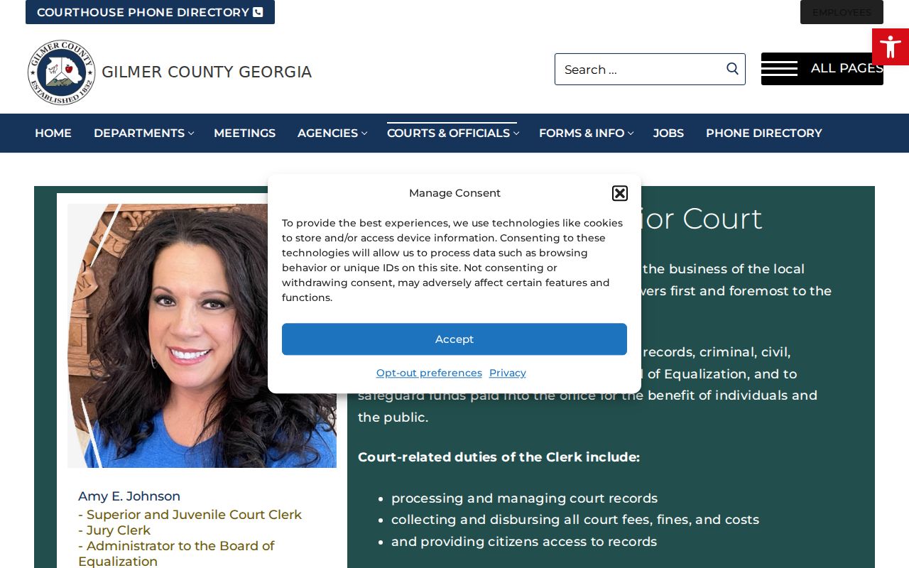 Gilmer County Superior Court clerk records custodian information