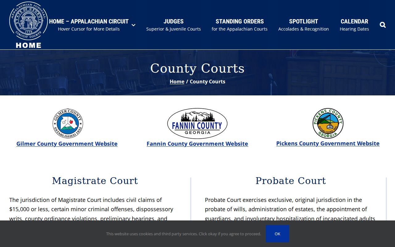 Gilmer County municipal court warrant routing among Magistrate and Probate Courts